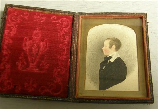 Appraisal: Pair of th century miniature watercolour portraits of two gentlemen