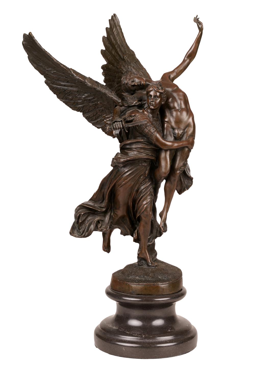 Appraisal: A MOREAU GLORIA VICTISpatinated bronze on an integral base mounted