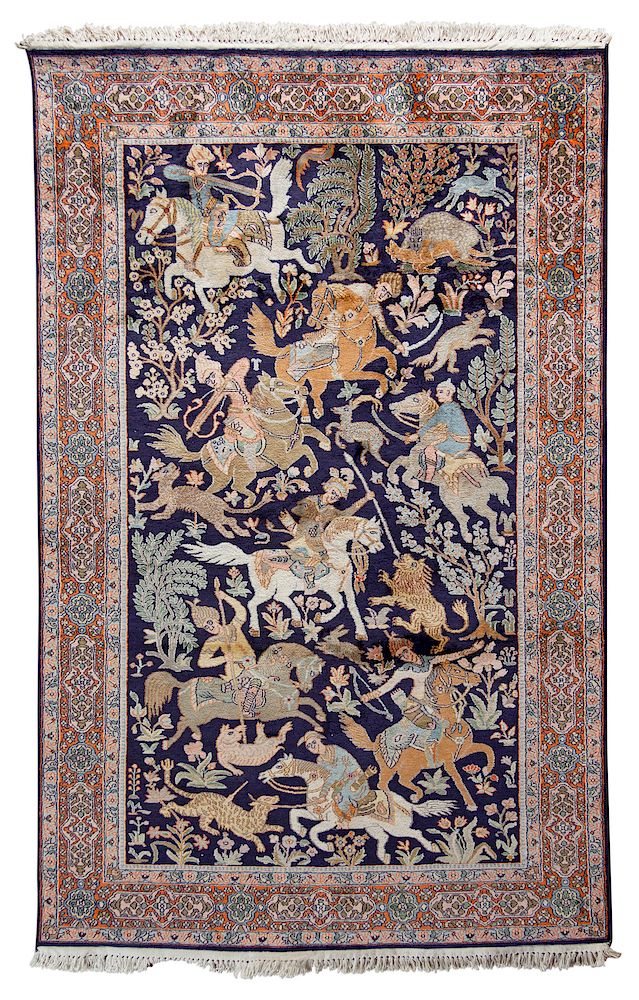 Appraisal: A Tabriz Pictorial Wool Rug A Tabriz Pictorial Wool Rug