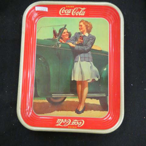 Appraisal: Coca-Cola Serving Tray Two Girls at Car x