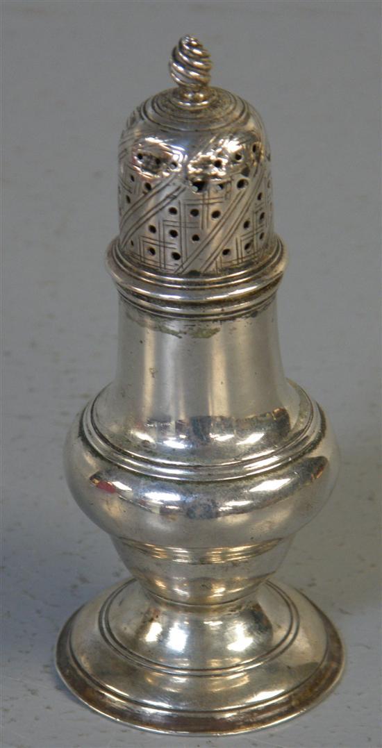 Appraisal: George III silver pepper pot London maker mark for makers