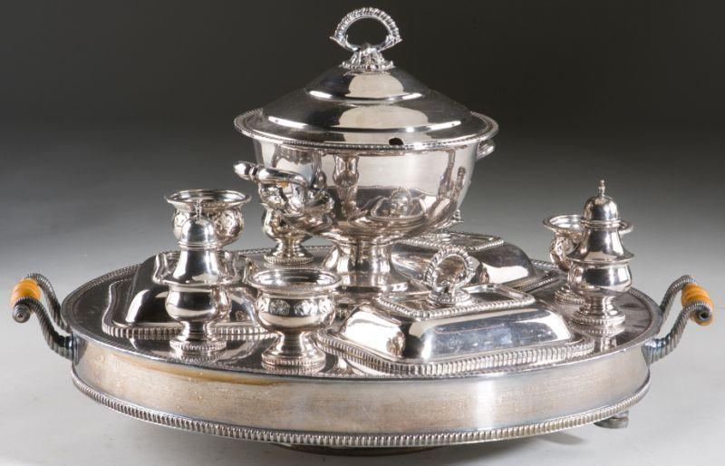 Appraisal: Silverplate Revolving Supper Server circa s the circular stand is