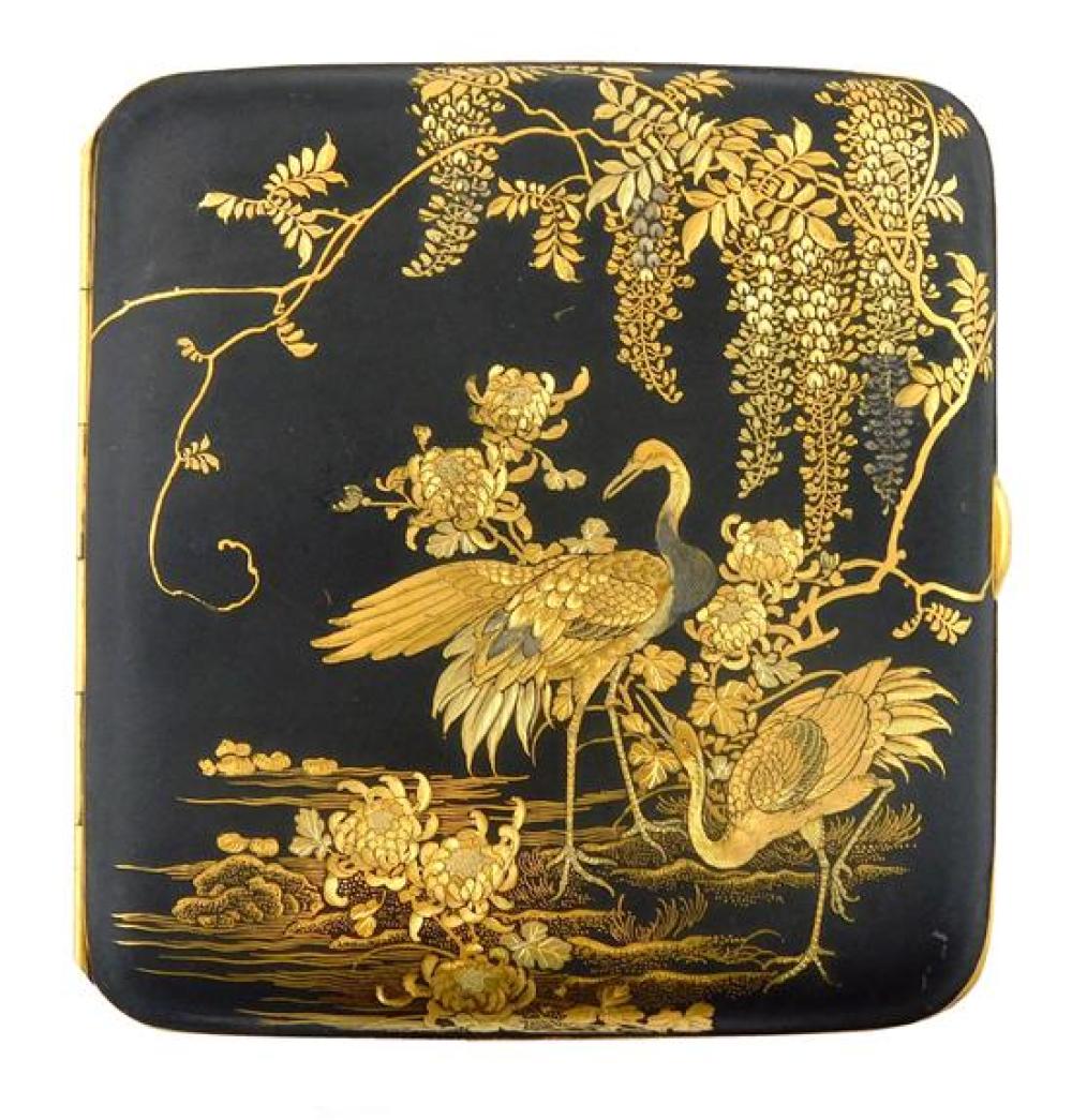 Appraisal: ASIAN Japanese cigarette case crane and wisteria motif to both