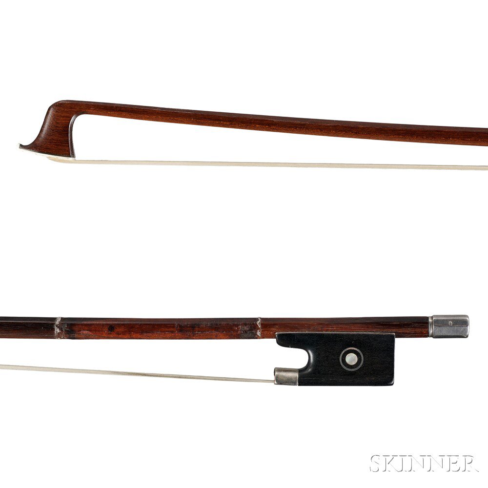 Appraisal: German Silver-mounted Violin Bow the octagonal stick unstamped weight grams