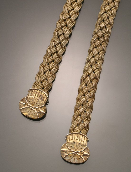 Appraisal: Pair of Victorian Tested -Karat Yellow-Gold Braided Bracelets Last Quarter