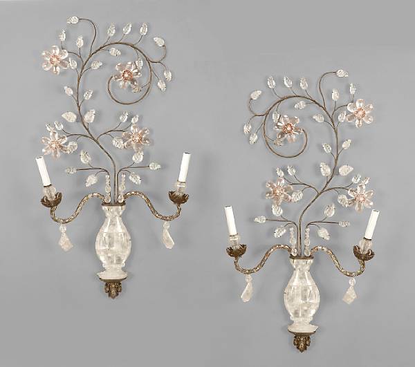 Appraisal: A pair of Neoclassical style rock crystal and iron bras