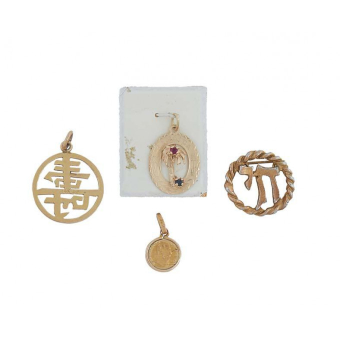 Appraisal: Group of Four Yellow Gold Charms consisting of a K