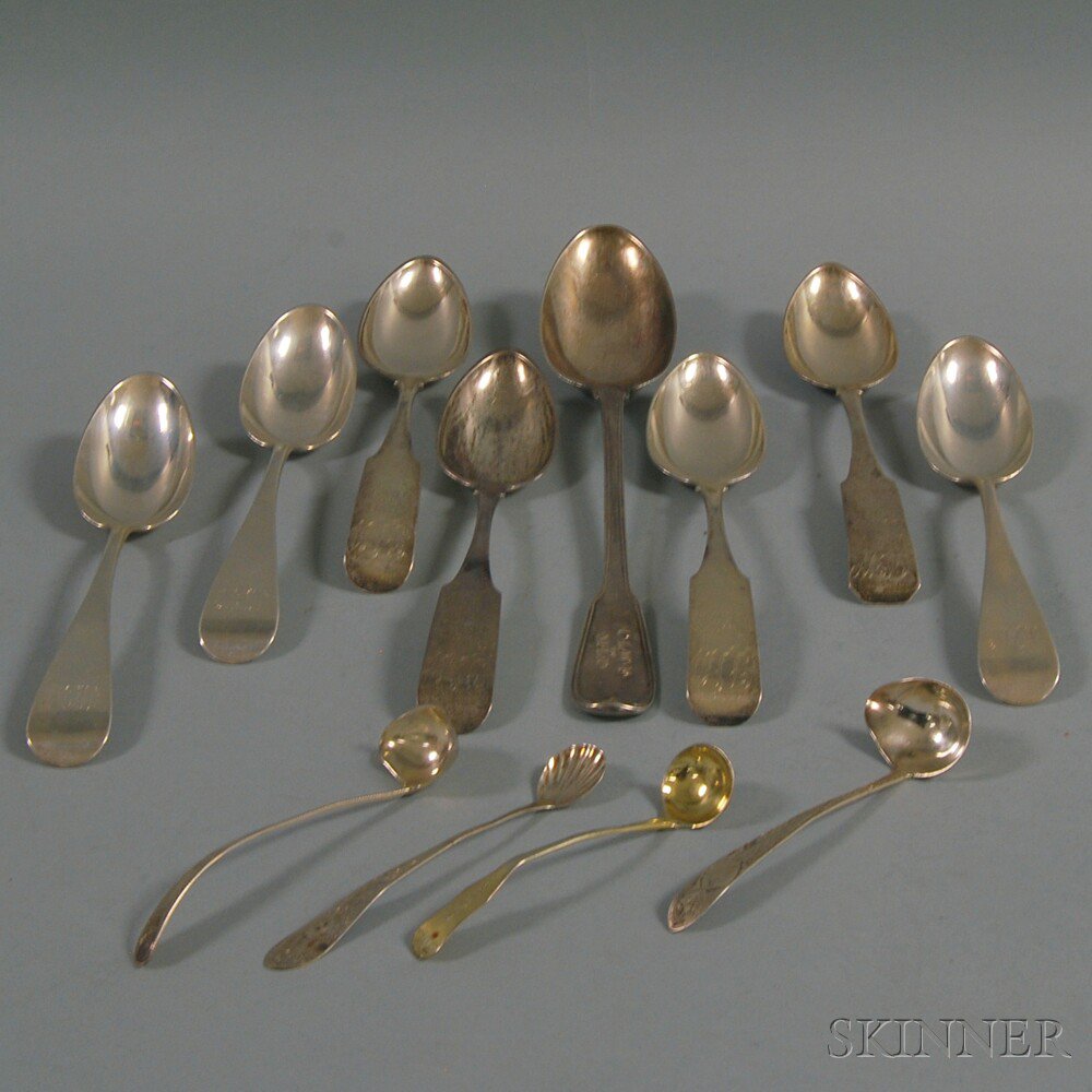 Appraisal: Twelve Assorted Silver Spoons three Gorham Antique sterling silver tablespoons