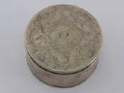 Appraisal: An Austrian gilt lined silver circular dressing table box the