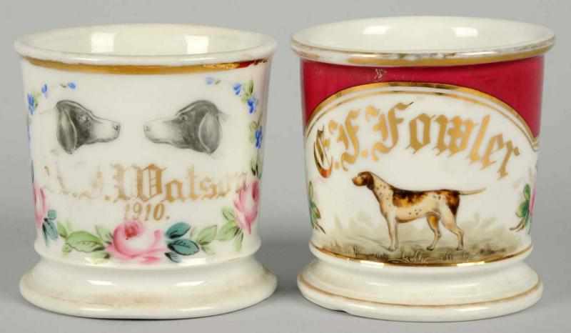 Appraisal: Lot of Dog Shaving Mugs Includes one with gilt name