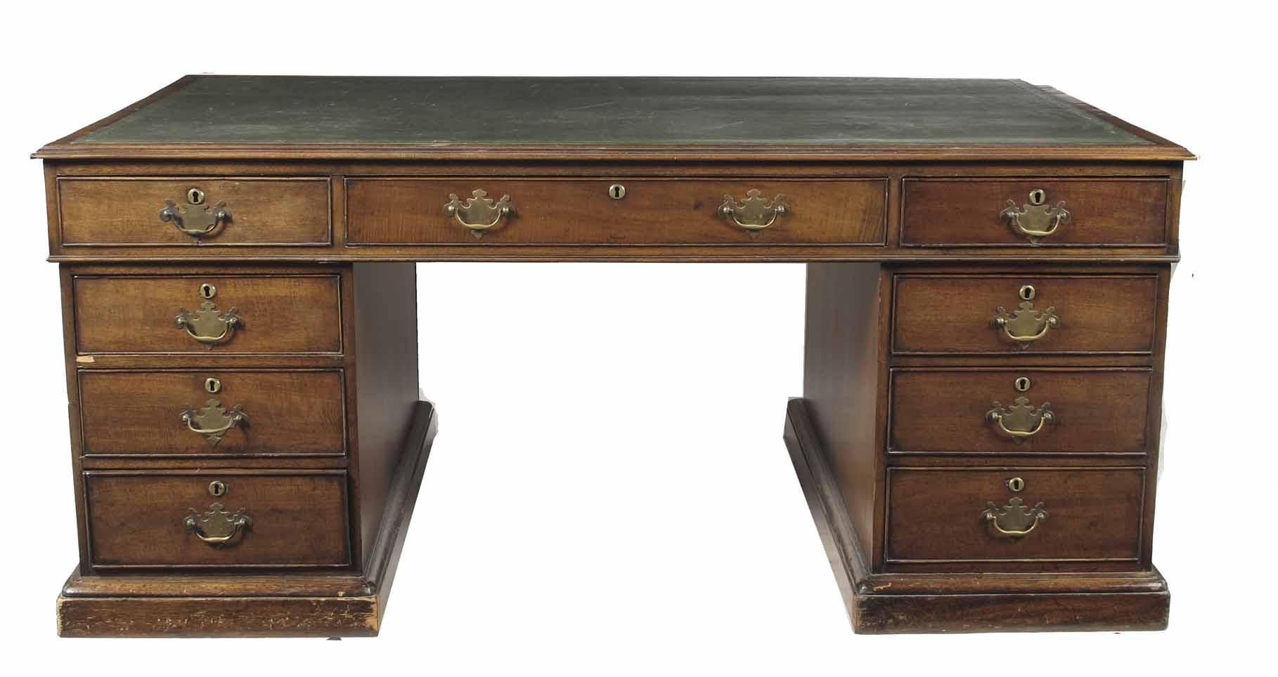 Appraisal: A mahogany twin pedestal partner s desk