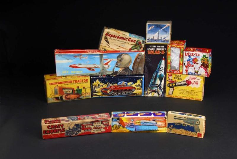 Appraisal: Lot of Original Vintage Space Toy Boxes Description Consists of