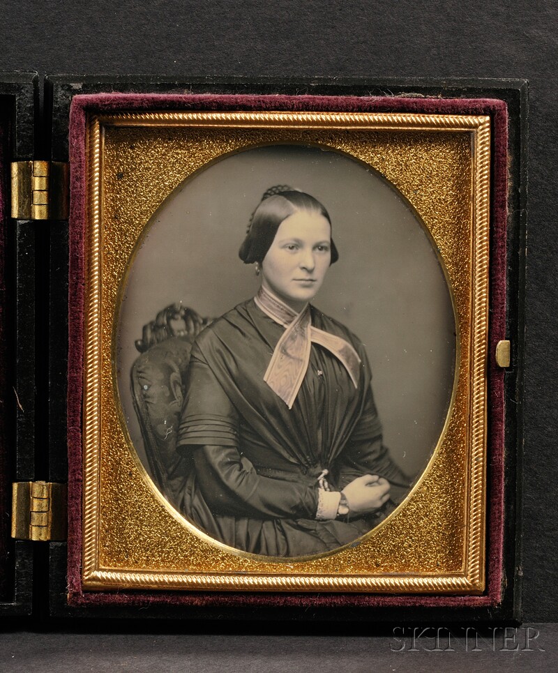 Appraisal: Sixth Plate Daguerreotype Portrait of a Seated Young Woman in