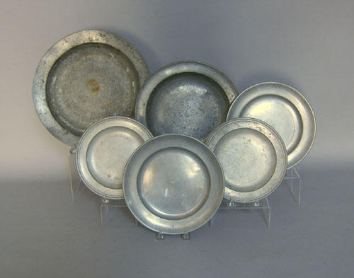 Appraisal: Six pewter plates and chargers