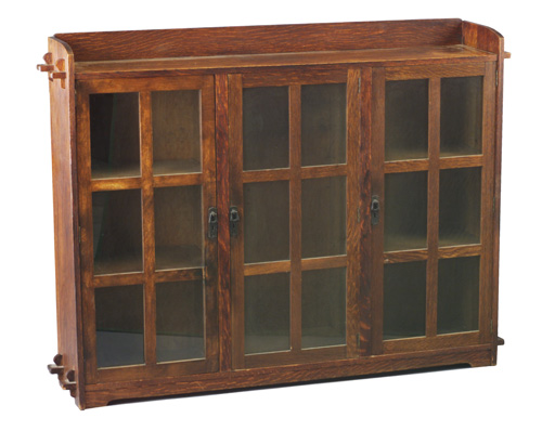 Appraisal: LIFETIME Three-door bookcase with gallery top six panes per door