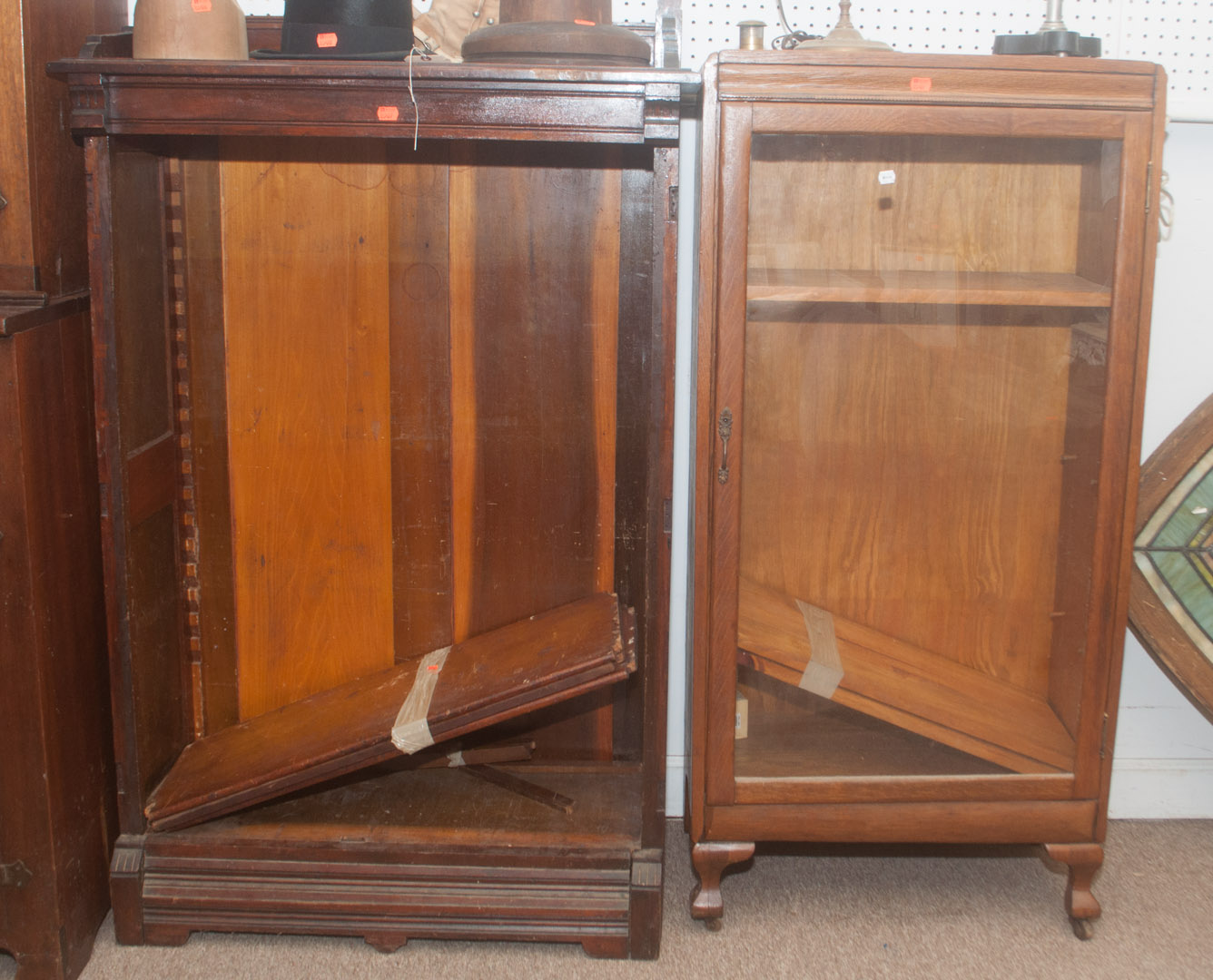 Appraisal: Walnut bookcase as is and oak bookcase Undernumber