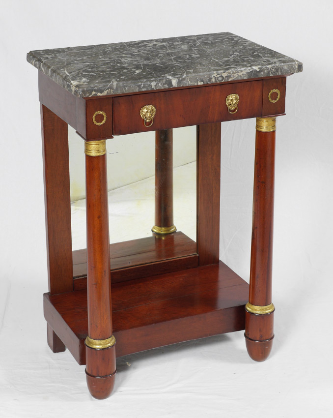 Appraisal: FRENCH EMPIRE STYLE MARBLE TOP HALL TABLE Rectangular marble top