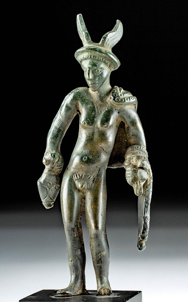 Appraisal: Exhibited Roman Leaded Bronze Statue of Mercury Roman Imperial Period