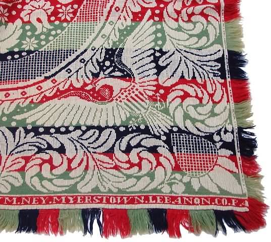 Appraisal: Red green blue and off white with eagles and foliage