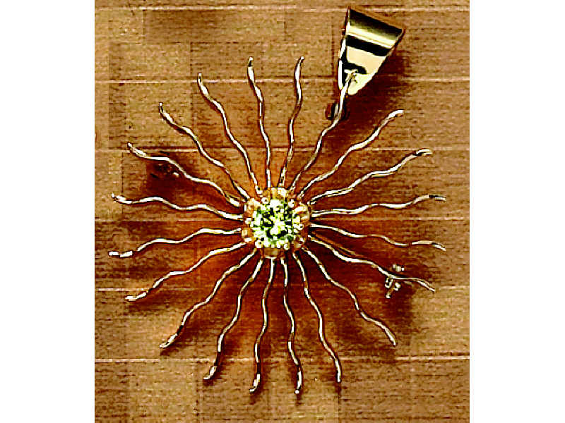 Appraisal: DIAMOND BROOCH PENDANT k yellow gold sunburst set with one