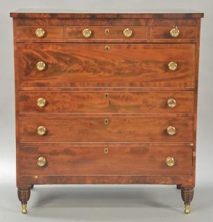 Appraisal: Sheraton mahogany chest with three short drawers over four long