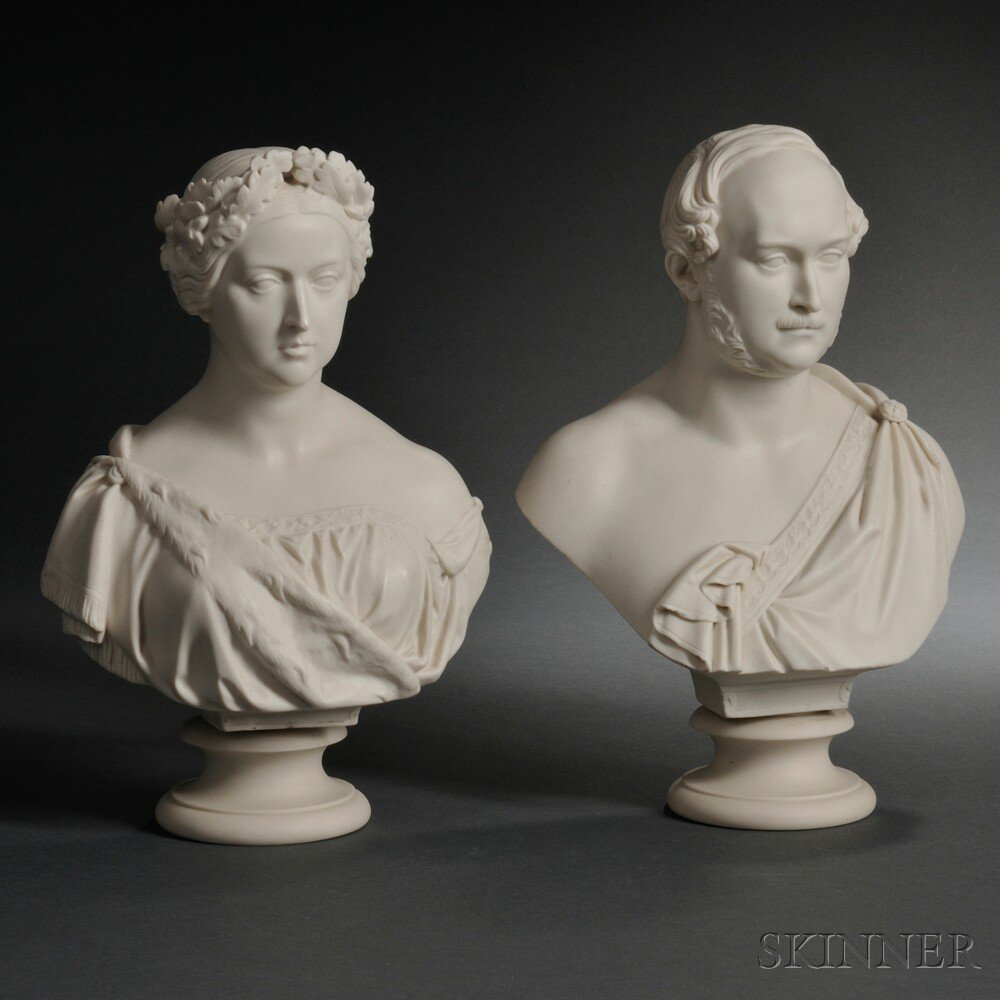 Appraisal: Two Copeland Parian Busts England c depicting Queen Victoria and