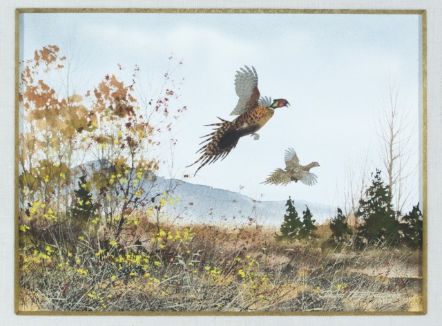 Appraisal: David Hagerbaumer Pheasants Rising American b Watercolor signed lower right