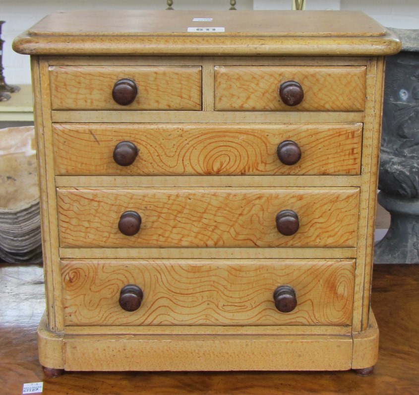 Appraisal: A th century miniature faux ash chest of two short