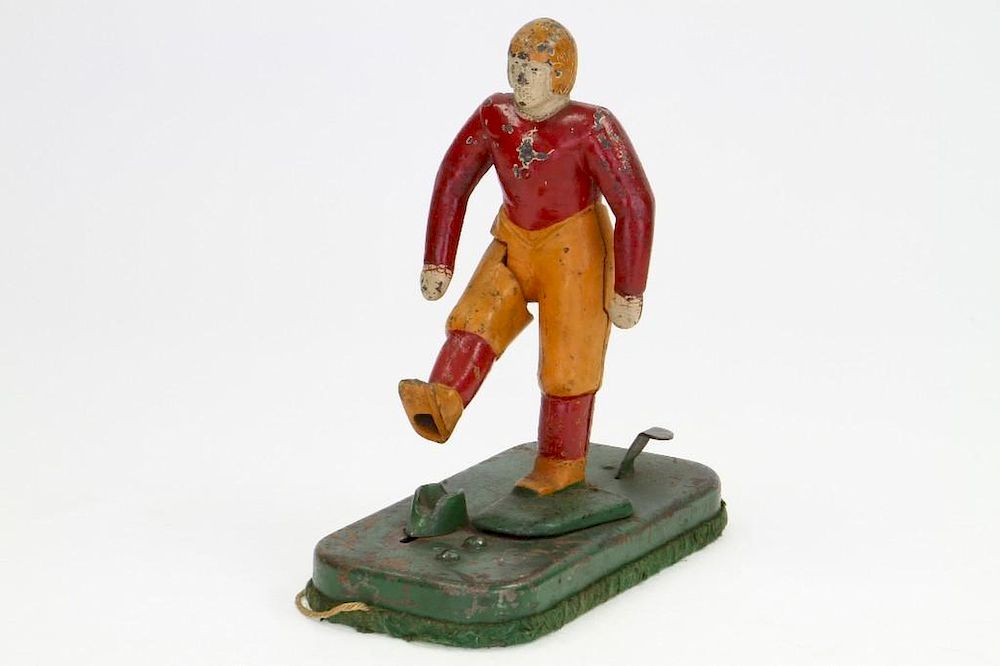 Appraisal: Cast Iron Football Player Painted Figure and Base Missing Football