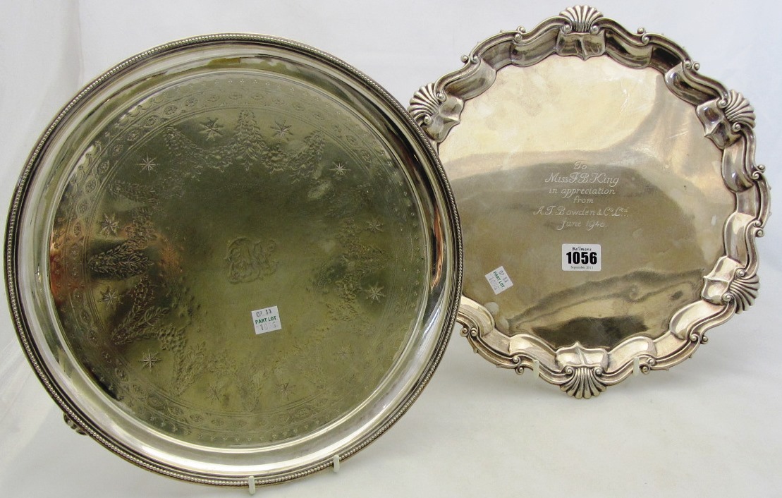 Appraisal: A silver salver of shaped circular form the pie crust