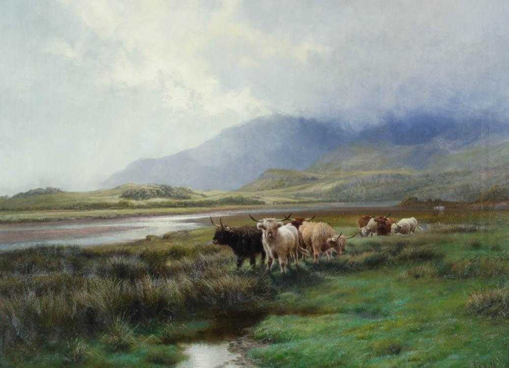 Appraisal: H R HALL OIL CANVAS British - titled Showery Weather-Highland