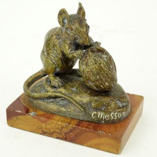 Appraisal: Clovis Edmond Masson French - Bronze on marble base Souris