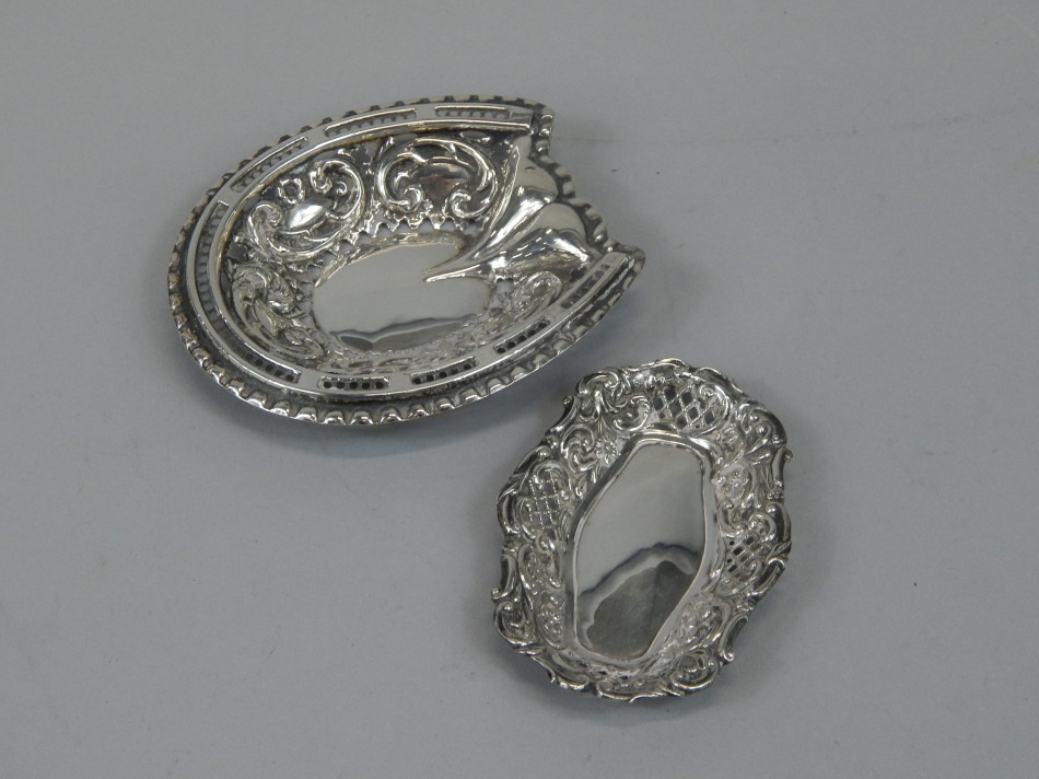 Appraisal: Two Edwardian silver bonbon dishes one shaped in the form