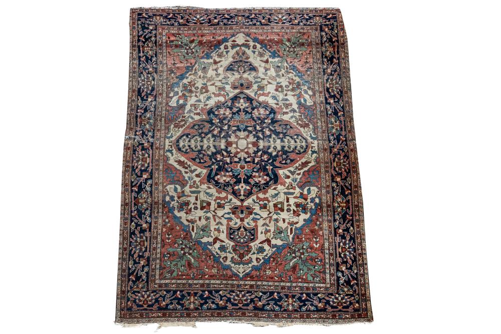 Appraisal: WORN PERSIAN THROW RUG ' x ' Condition