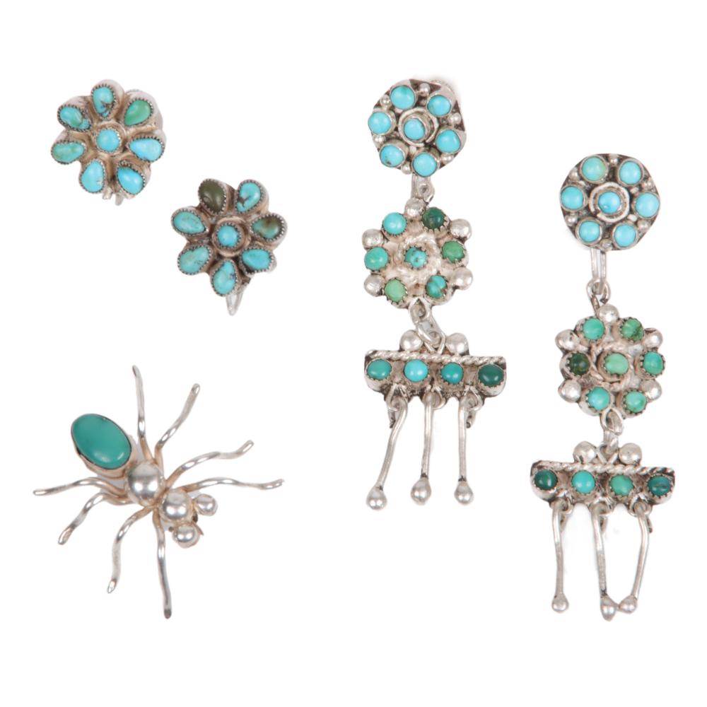 Appraisal: NATIVE AMERICAN SOUTHWEST S- S PC STERLING SILVER TURQUOISE INSECT