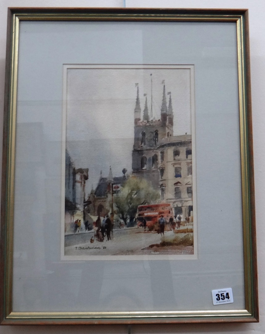 Appraisal: Trevor Chamberlain British b Southwark Cathedral signed and dated 'T