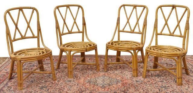 Appraisal: lot of Bamboo and rattan side chairs in the style