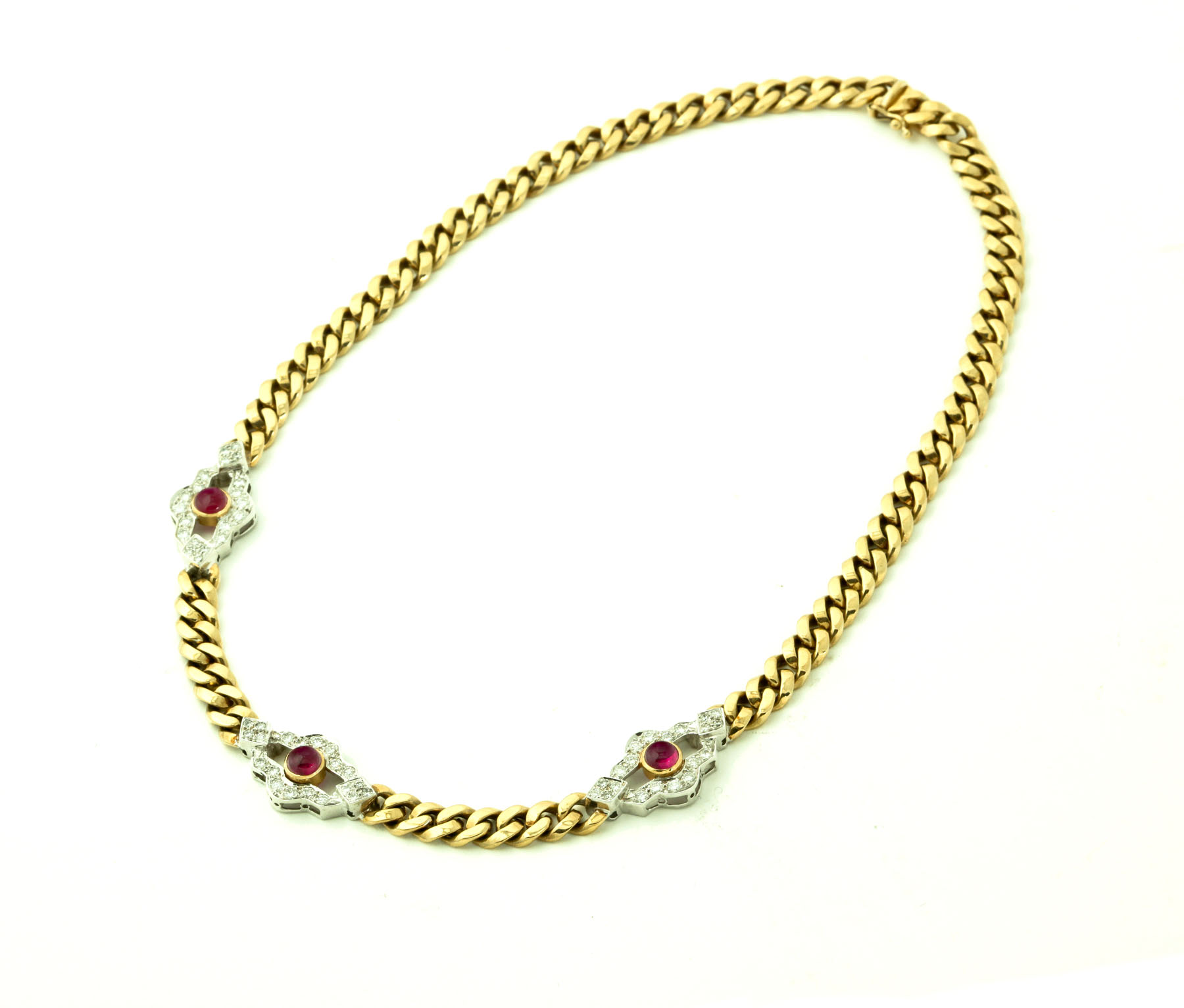 Appraisal: GOLD RUBY AND DIAMOND NECKLACE Italy th century Yellow gold