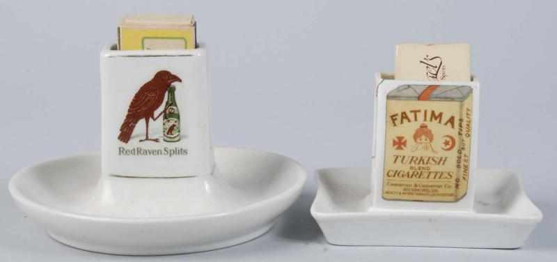 Appraisal: Lot of China Advertising Match Holder Ashtrays Description Includes Red