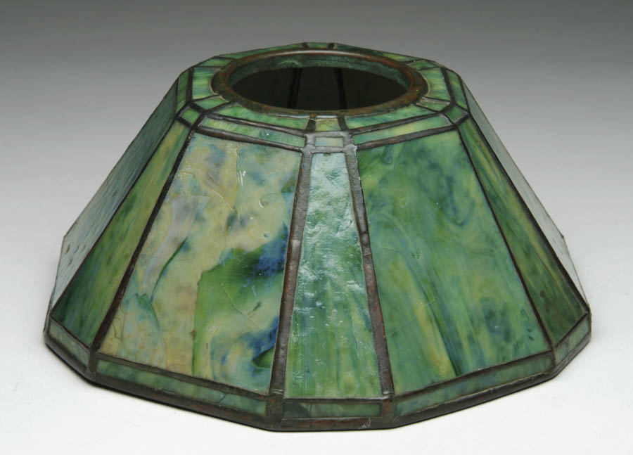 Appraisal: TIFFANY LEADED GLASS SHADE Paneled glass leaded shade consists of