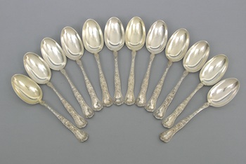 Appraisal: Twelve Gorham Sterling Silver Spoons Marked Gorham and sterling each