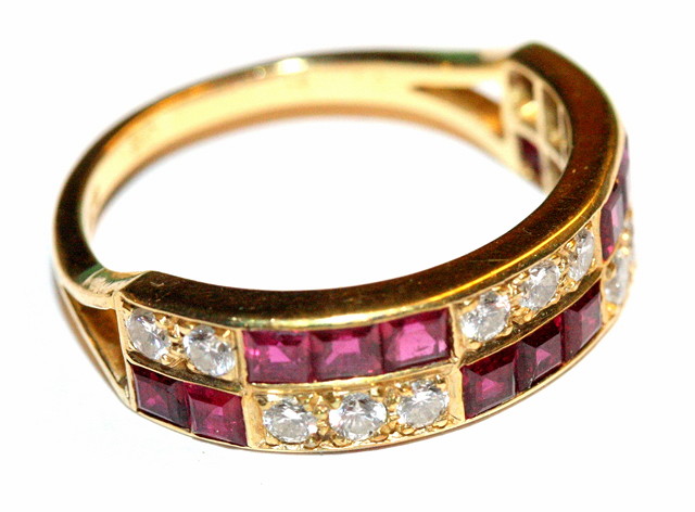 Appraisal: A CONTEMPORARY RUBY AND DIAMOND SET ART DECO STYLE RING