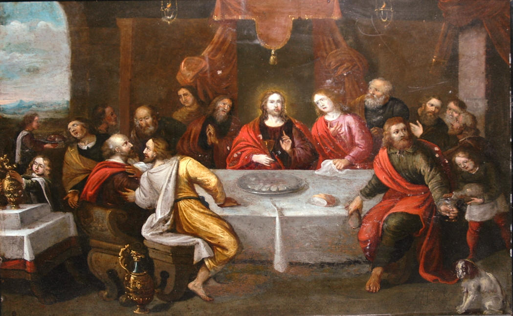 Appraisal: Flemish School th Century The Last Supper Oil on copper