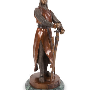 Appraisal: After Maurice Constant Favre French - Le Preux bronze inscribed