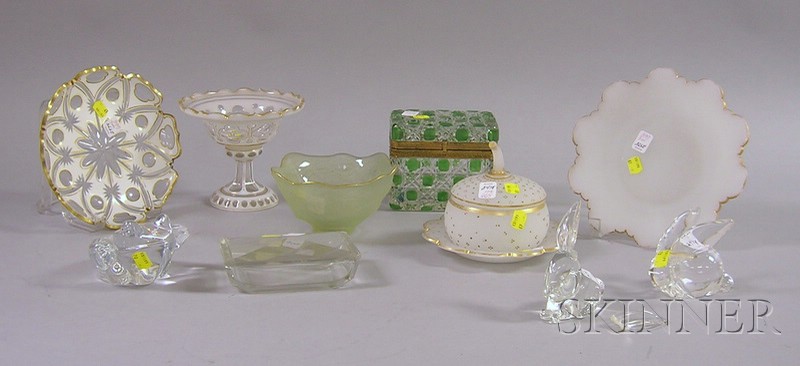 Appraisal: Eleven Assorted Decorative Glass Table Items a cut glass box