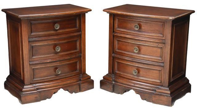 Appraisal: pair Italian Baroque style walnut bedside cabinets Mobili D'Arte Nova