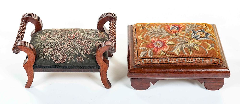 Appraisal: Two Victorian Needlepoint Foot Rests DESCRIPTION Two Victorian needlepoint foot