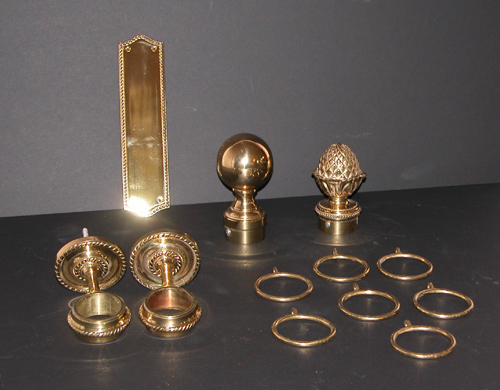 Appraisal: Assorted Polished Brass Switch plates Tiebacks Drapery Rod Holders two