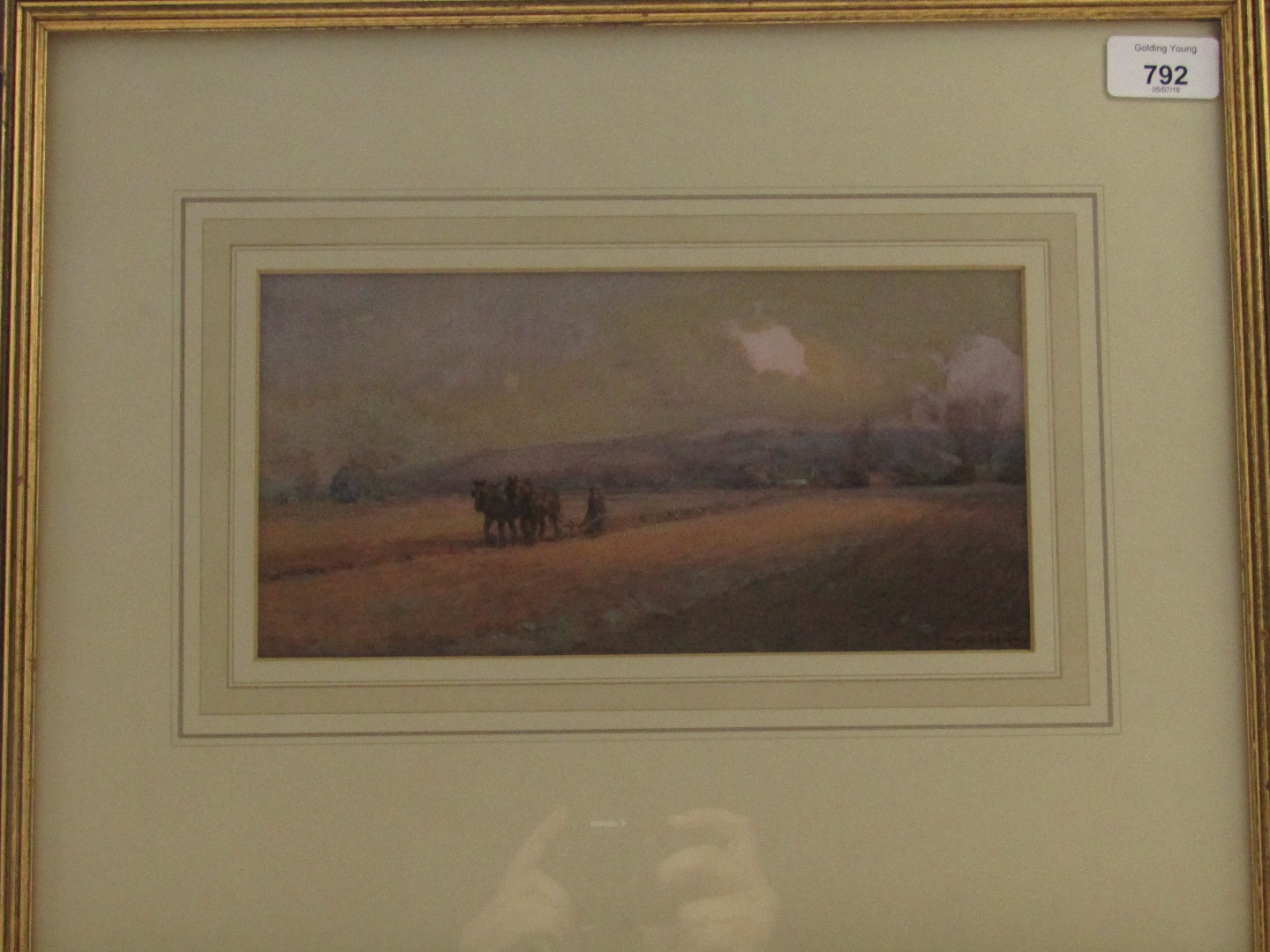 Appraisal: William Bartol Thomas - Rural landscape with shire horses watercolour