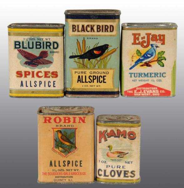 Appraisal: Lot of Spice Tins Description Great grouping with a bird